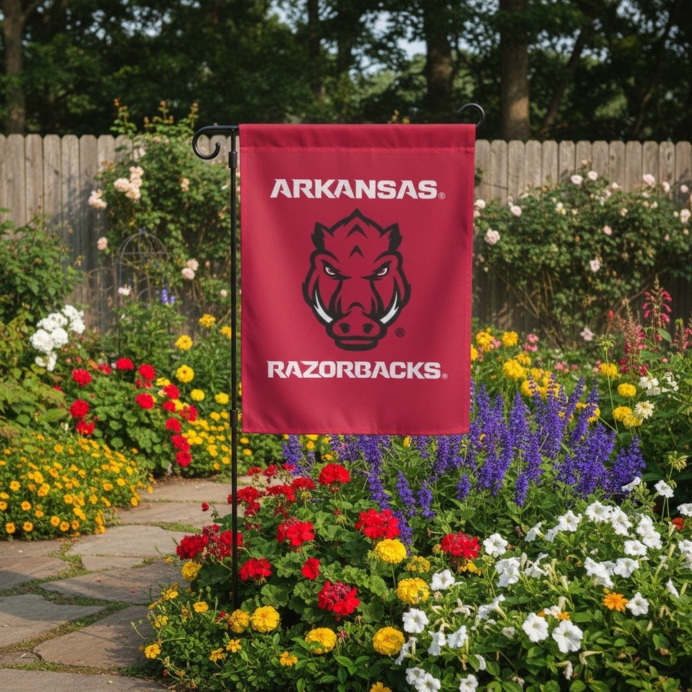 Arkansas Razorbacks NCAA Garden Flag Double Sided Yard Decor 12 x 18 in